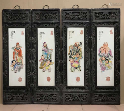 SET OF PORCELAIN BOARD PAINTING WITH FIGURE PATTERN