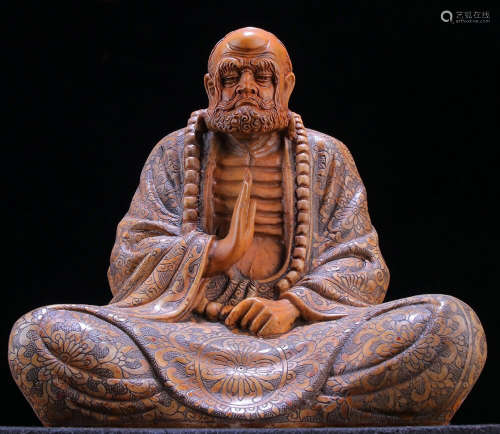 A SOAPSTONE CARVED BODHIDHARMA
