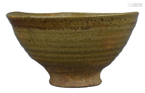 A Japanese or Korean Glazed Stoneware Bowl of Conical Form, 19th Century