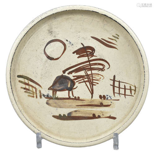 A Japanese Seto Ware Andon-Zara Dish - Meiji Period