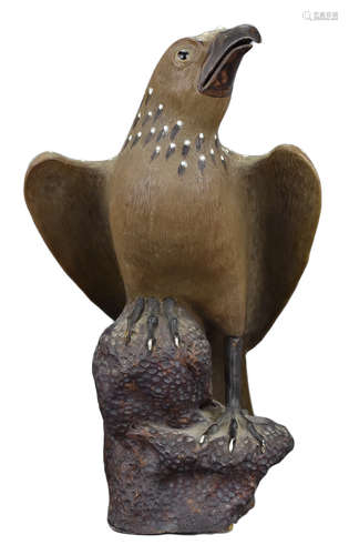 A Large Chinese / Japanese Stoneware Model of a Hawk, 19th Century