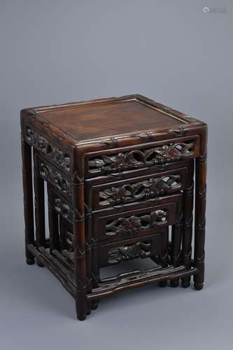 Nest of Four Chinese Hongmu Stands, 19th Century