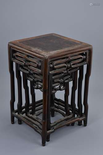 Nest of Four Chinese Hongmu Stands, 19th Century