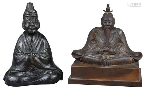 A Japanese Finely-Carved Wooden Figure of Seated Tenjin – Edo period