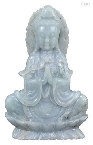 A Chinese Jadeite Figure of Guanyin