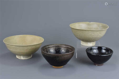 Two Chinese Song Dynasty bowls with Two Tea Bowls