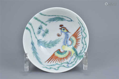 A Chinese Doucai Porcelain Phoenix Bowl, Tongzi Mark