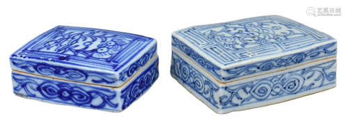 Two Chinese Blue & White Inscribed Porcelain Boxes – 19th / Early 20th Century