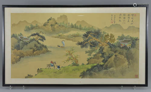 A Large Framed and Glazed Chinese Painting on Silk dated 1981