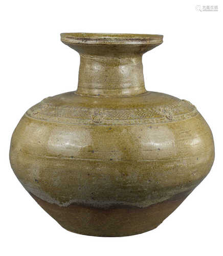 A Large Chinese Yueyao Glazed Stoneware Jar – Han Dynasty or Later