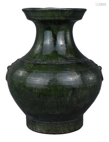 A Chinese Han Dynasty Glazed Hu Jar with Rare Moulded Inscription