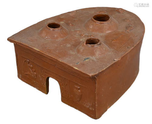 A Chinese Amber Glazed Pottery model of a Cooking Stove, Han Dynasty