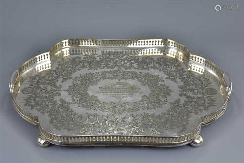 A Large English Antique Silver Plated Tray, Circa 1895