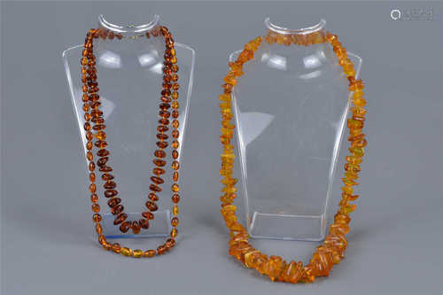 Three Baltic Amber Beaded Necklaces