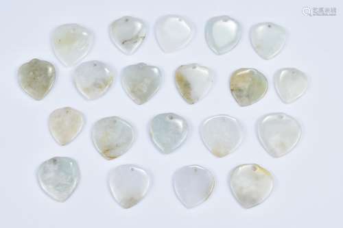 Twenty Chinese Jadeite Heart-Shaped Pendants