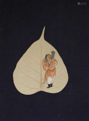 ANONYMOUS (20TH CENTURY) BUDDHIST FIGURES ON BODHI LEAVES A Chinese album of twenty paintings, ink