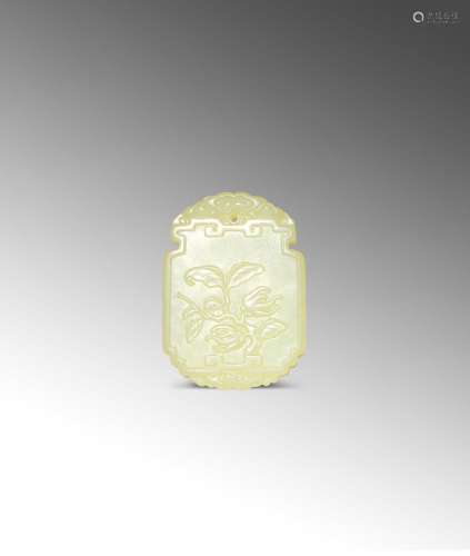 A CHINESE YELLOW JADE 'FINGER CITRON' PENDANT 18TH/19TH CENTURY Carved in low relief to one side