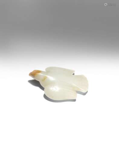 A CHINESE WHITE JADE 'EAGLE' PENDANT QING DYNASTY OR LATER The bird of prey carved with its wings
