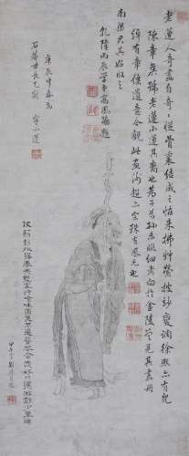 CHEN ZI (1634-1713) PORTRAIT OF CHEN HONGSHOU A Chinese scroll painting, ink on paper, title-slip