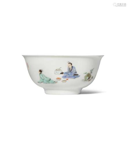 A RARE CHINESE FAMILLE VERTE 'SCHOLARS' BOWL KANGXI/YONGZHENG The deep U-shaped body supported on