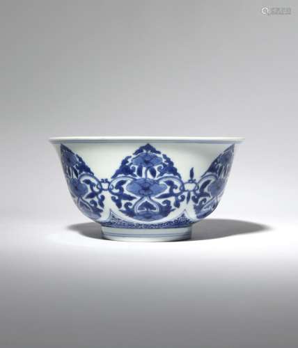 A CHINESE BLUE AND WHITE 'PEONY' BOWL SIX CHARACTER KANGXI MARK AND OF THE PERIOD 1662-1722 The U-