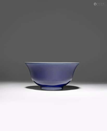 *A CHINESE BLUE GLAZED BOWL SIX CHARACTER QIANLONG MARK AND OF THE PERIOD 1736-95 The deep body