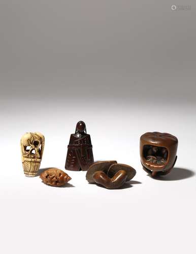 FOUR JAPANESE NETSUKE EDO AND MEIJI PERIOD, 18TH AND 19TH CENTURY Three in wood, variously depicting