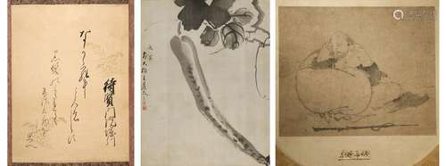 THREE JAPANESE PAINTINGS EDO PERIOD AND LATER, 18TH CENTURY AND LATER One in ink on paper