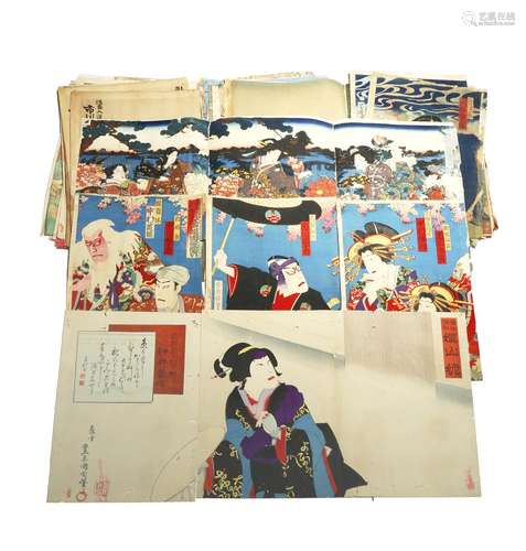 A COLLECTION OF FORTY JAPANESE WOODBLOCK PRINT TRIPTYCHS MEIJI PERIOD AND LATER, 19TH CENTURY AND