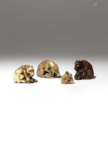 THREE JAPANESE NETSUKE AND AN OJIME EDO AND MEIJI PERIOD, 18TH AND 19TH CENTURY Two netsuke in