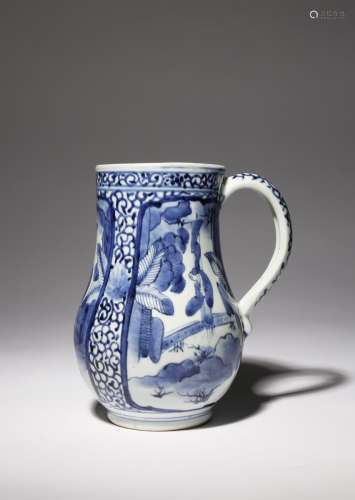 A JAPANESE ARITA BLUE AND WHITE MUG EDO PERIOD, 17TH CENTURY Of typical form, the body decorated