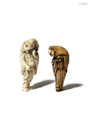 TWO JAPANESE IVORY NETSUKE EDO PERIOD AND LATER, 18TH CENTURY AND 19TH CENTURY One a tall Chokaro