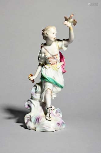 A Derby figure of Air, c.1760-65, from the Elements series, modelled as a girl in Classical dress