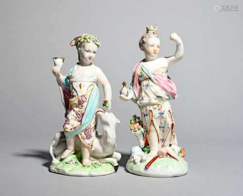 A pair of Derby figures from the Four Quarters of the Globe series, c.1770, emblematic of Asia and