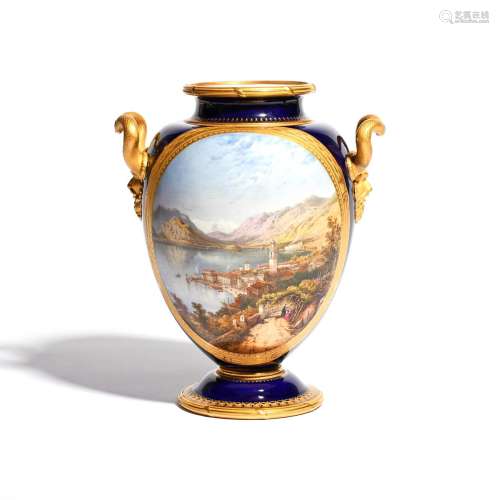A large Royal Worcester vase, dated 1863, of ovoid form, painted probably by Joseph Williams with