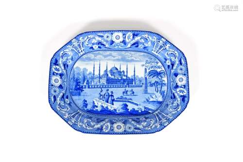 A Don Pottery blue and white transferware charger, 1st half 19th century, from the Ottoman Empire