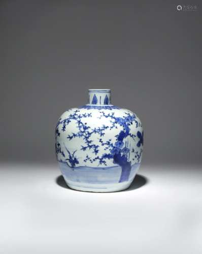 A CHINESE BLUE AND WHITE 'THREE FRIENDS OF WINTER' JAR WANLI 1573-1620 The ovoid body painted with