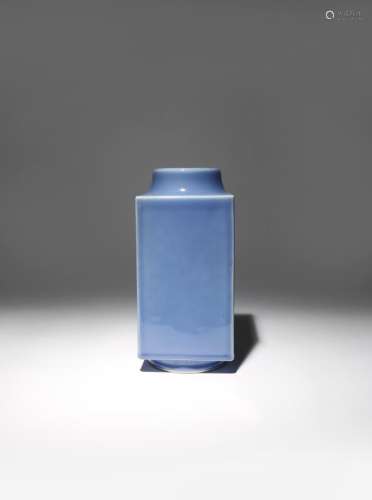 A CHINESE BLUE GLAZED CONG LATE QING DYNASTY Decorated all over in a pale lavender-blue glaze, the