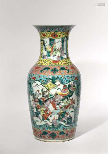 A CHINESE POLYCHROME VASE LATE 19TH CENTURY The ovoid body painted in the famille verte palette with