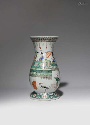 A CHINESE FAMILLE VERTE WALL VASE KANGXI 1662-1722 The pear-shaped body painted with two beauties