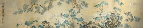 LIAO FUZHI (19TH CENTURY) BIRDS AND FLOWERS A Chinese painting, ink and colour on silk, inscribed