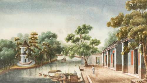 ANONYMOUS (19TH CENTURY) RIVER SCENES Six Chinese paintings, ink and colour on rice paper, all