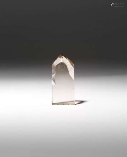 A CHINESE ROCK CRYSTAL 'MOUNTAIN' SEAL QING DYNASTY The rectangular-section body carved at the top