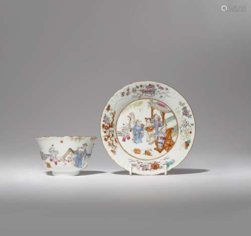 A CHINESE FAMILLE ROSE BOWL AND SAUCER SIX CHARACTER XIANFENG MARK AND OF THE PERIOD 1851-61 Each