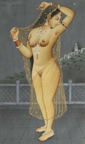 ANONYMOUS (19TH/20TH CENTURY) STANDING NUDE An Indian miniature painting, gouache on paper, together
