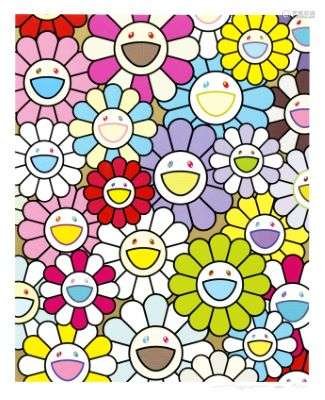 Takashi Murakami, A Little Flower Painting: Yellow, White, and Purple Flowers