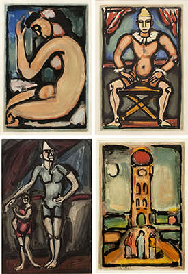 Georges Rouault, from 'Fleurs du Mal', 'Cirque de l'Etoile Filante', and 'Cirque'