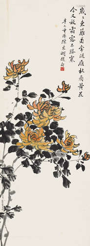 陈东湖（1809～1962） 菊花 立轴 设色纸本