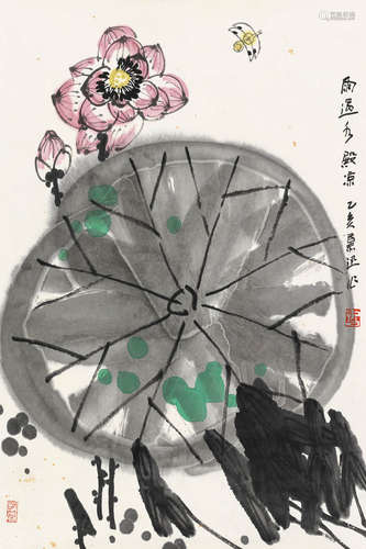 鲁慕迅（b.1928） 雨过水殿凉 镜片 设色纸本