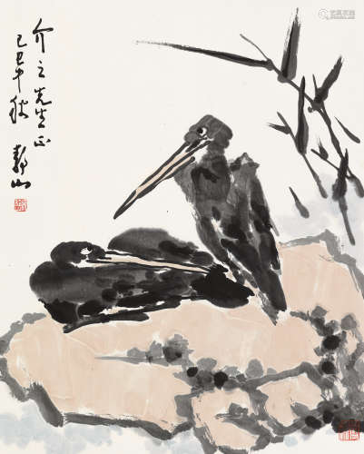 吴静山（b.1943） 鸬鹚 镜片 设色纸本